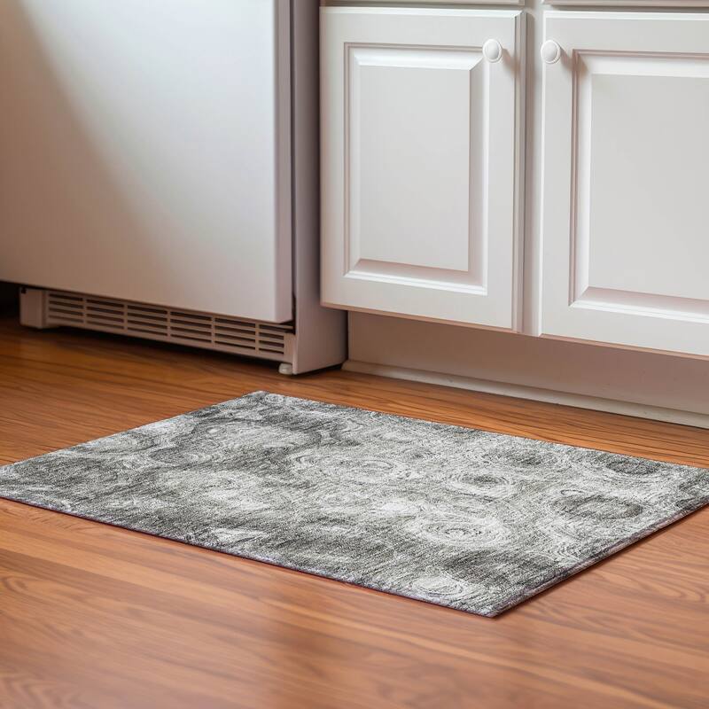 Premium Washable Super Soft Abstract Modern Mayfield Rug - Silver - 1' 8" x 2' 6" - Rectangle