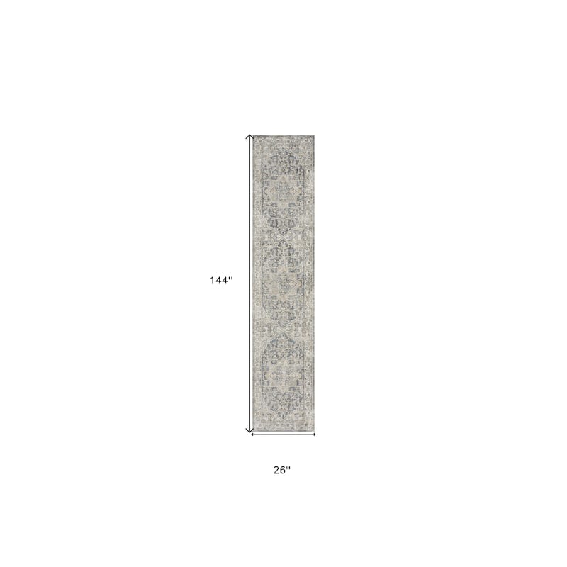 HomeRoots Oriental Traditional Runner Area Rug - 144.00 in. x 26.00 in. x 0.25 in.