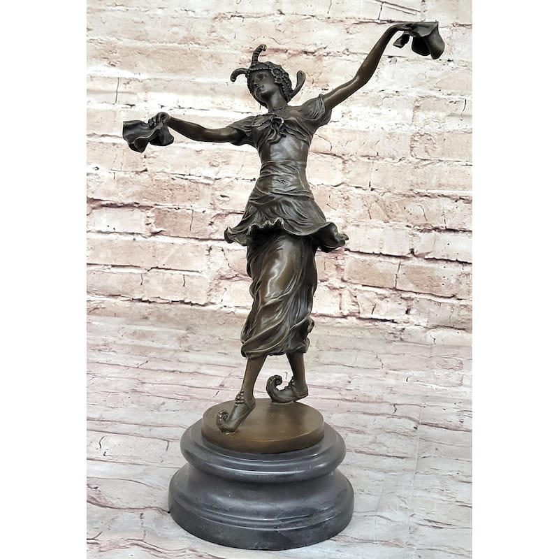 Art Deco Bronze Performer Dancer Girl By Colinet On Marble Base