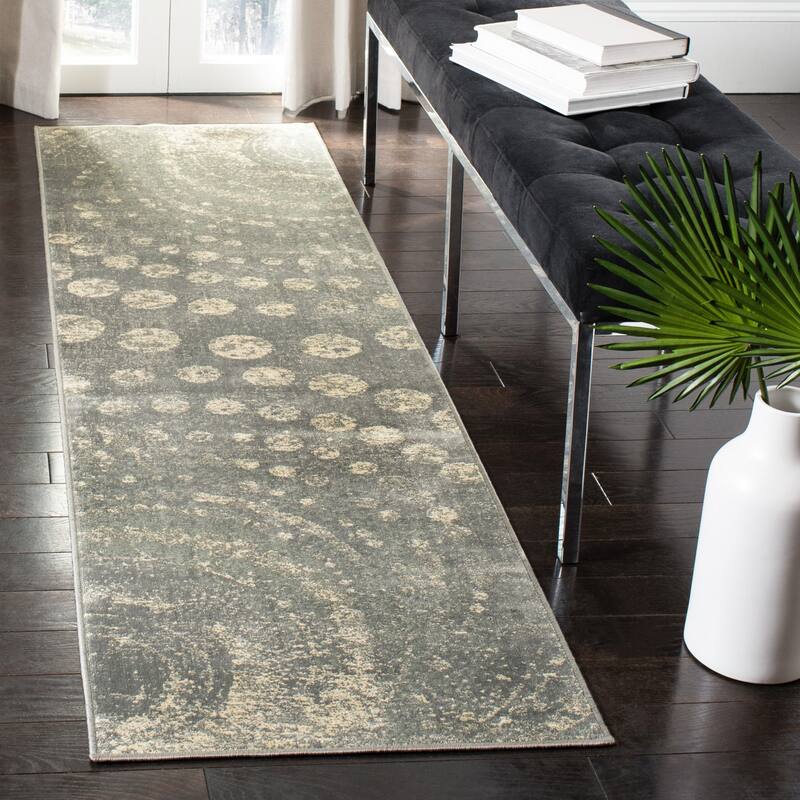 SAFAVIEH Constellation Vintage Boho Irene Modern Abstract Viscose Rug - 2'2" x 8' Runner - Light Grey/Multi