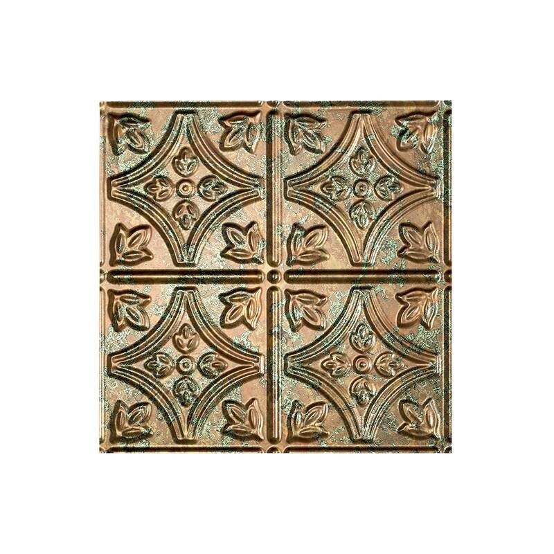 FASÄDE Traditional Style 1 Decorative Vinyl 2ft x 2ft Lay in Ceiling Panel in Copper Fantasy (5 Pack) - 12in x 12in Sample - Copper Fantasy
