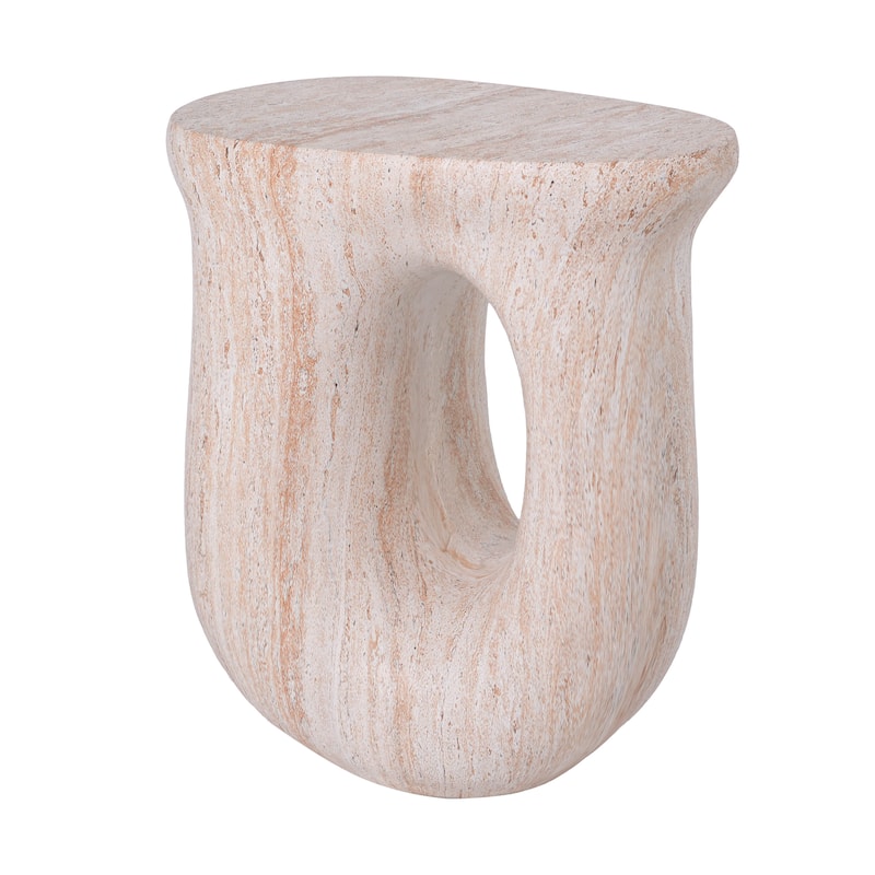 Christopher Knight Home - Modern Indoor/Outdoor 18.9"H U-Shaped Faux Marble MgO Accent Side Table with Unique Veining