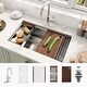preview thumbnail 22 of 46, Nano Brushed Stainless Steel Undermount Workstation Kitchen Sink with Touchless Pull-Down Kitchen Faucet and Accessories