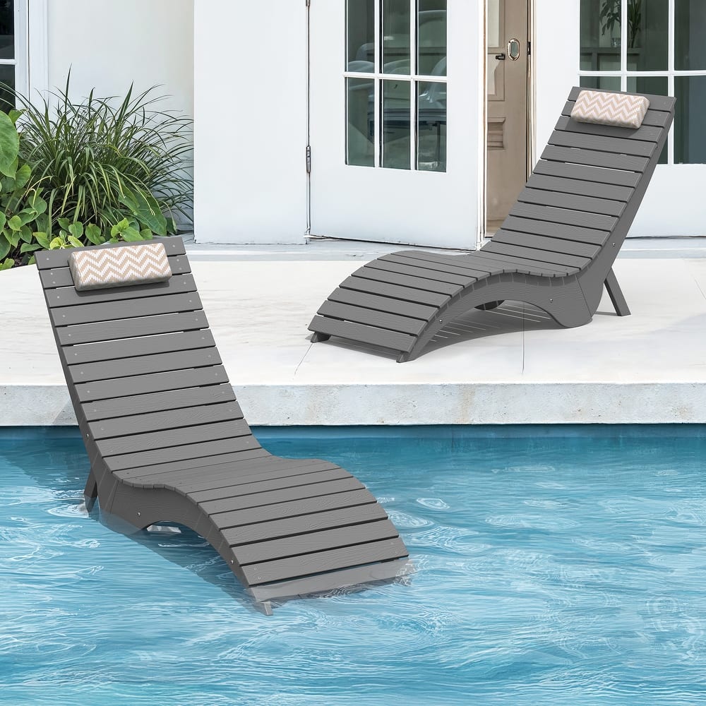 Set of 2 Water-Resistance Pool Lounger for Deck, Pool, or Courtyard
