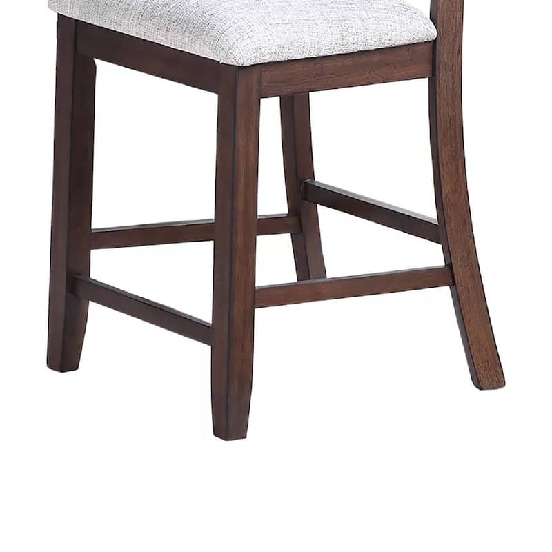 Rosanna Counter Height Chairs, Set of 2, White Fabric Foam Seat, Walnut Brown Wood