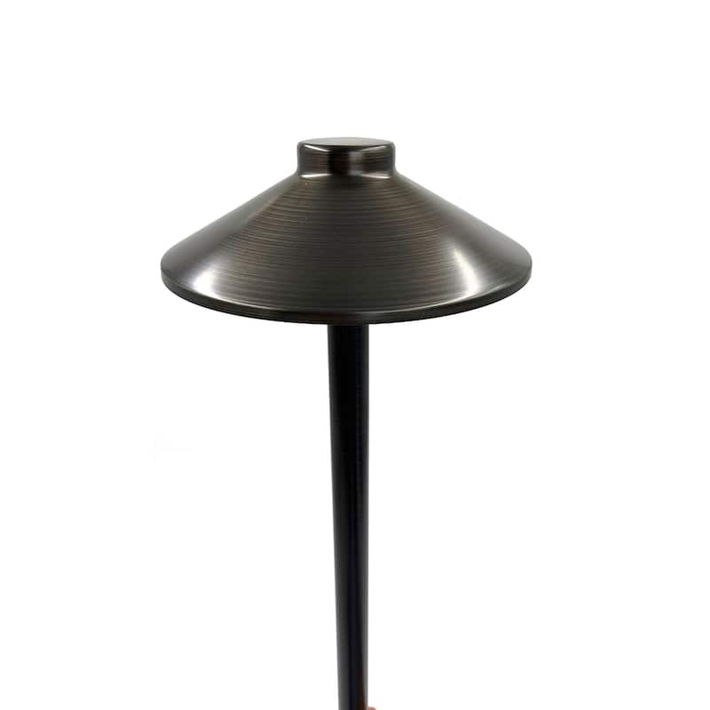 18" Antique Brass Cast Brass Path Light 6" Hat, IP65 Weatherproof, G4 Bulb Compatible - Antique brass