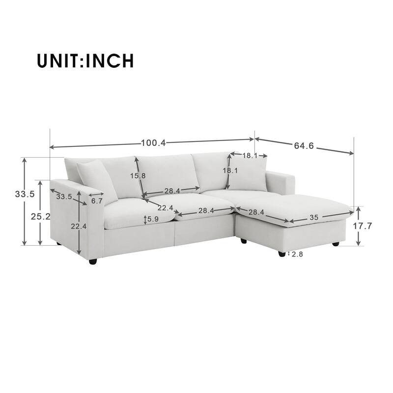 100.4*64.6" Modern Sectional Sofa