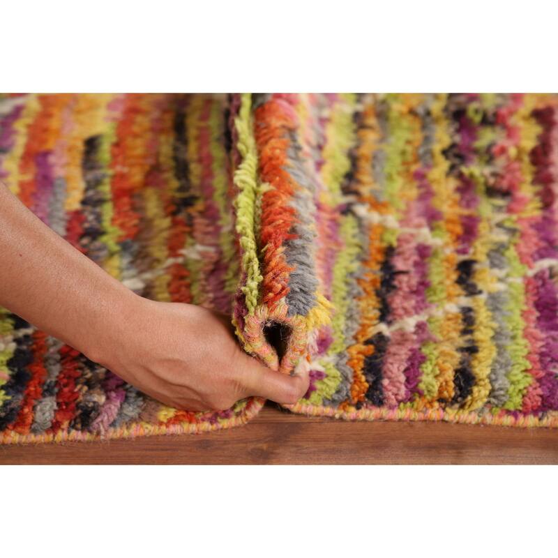 All-Over Trellis Moroccan Oriental Area Rug Hand-Knotted Wool Carpet - 6'2" x 9'2"