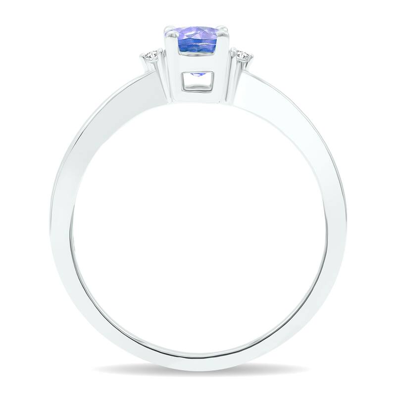 Women's Tanzanite and Diamond Classic Band in 10K White Gold