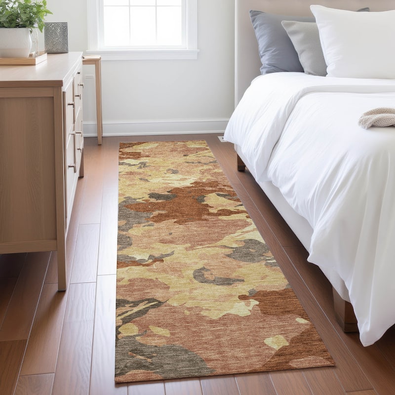 Machine Washable Indoor/ Outdoor Abstract Mexi Chantille Rug