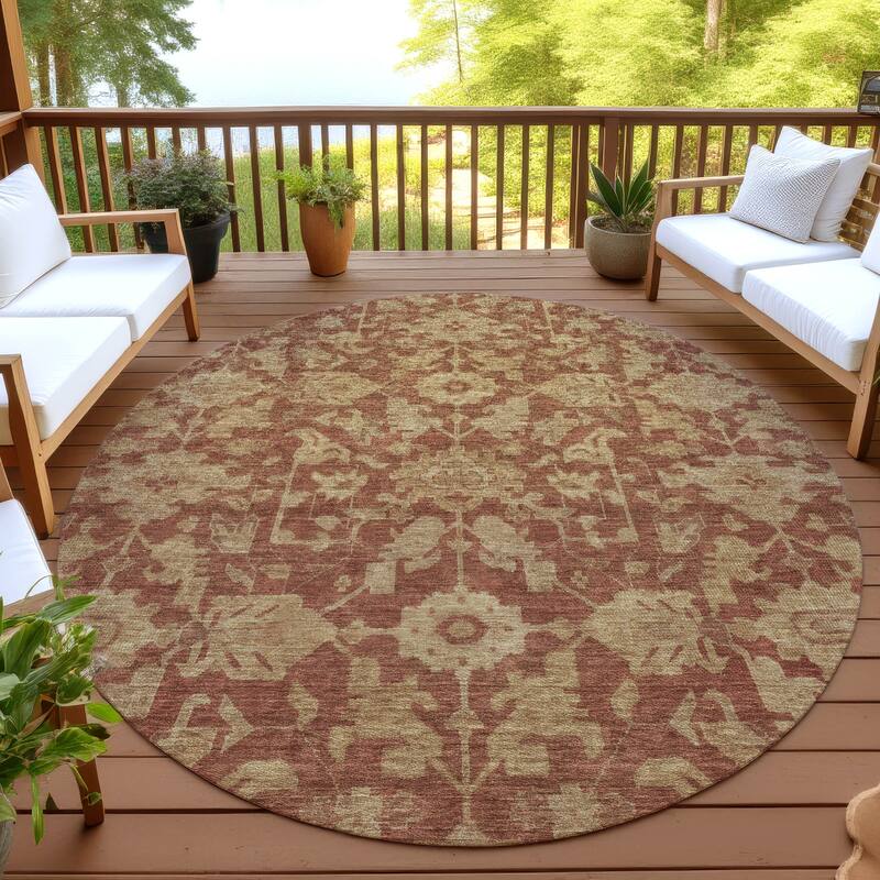 Machine Washable Indoor/ Outdoor Casual Traditional Chantille Rug - Paprika - 8' x 8'