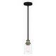 preview thumbnail 1 of 6, Cox 1-Light Matte Black Mini Pendant with Clear Glass Shade