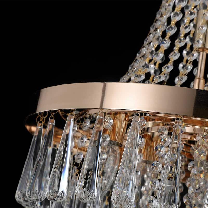 Modern gorgeous gold round crystal chandelier with raindrop crystal