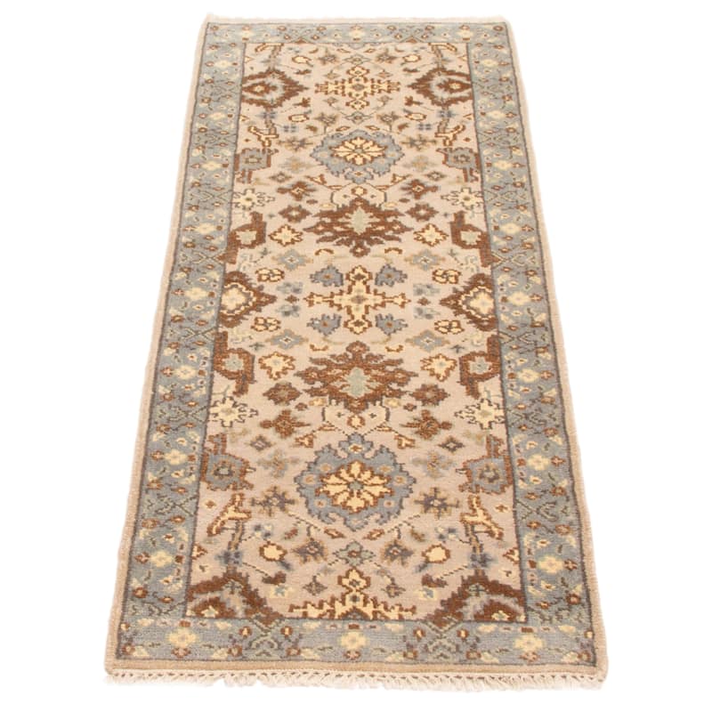 ECARPETGALLERY Hand-knotted Royal Oushak Light Grey Wool Rug - 2'8 x 7'1