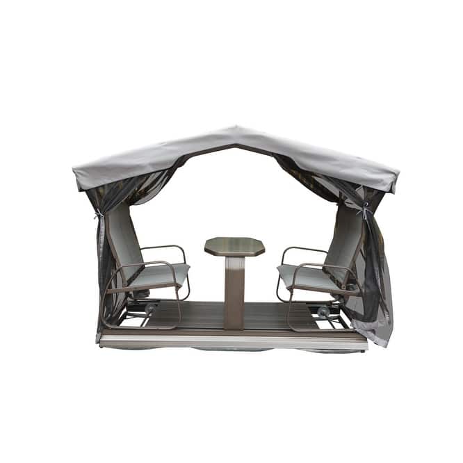 4-Seat Outdoor Glider Benches with Canopy and Aluminum Frame