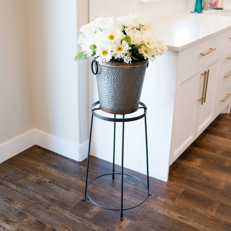 Achla Designs Indoor Outdoor Diamond Shaped Argyle Plant Stand IV, 24 Inch Tall, Roman Bronze Powder Coat Finish