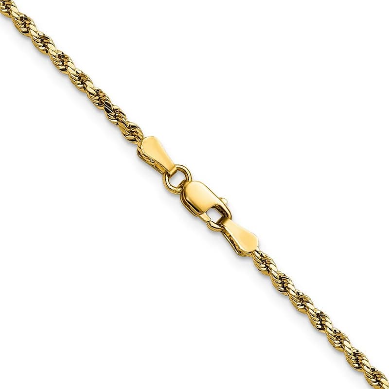 Curata 10k Yellow Gold Unisex 2.25mm Semi Solid Diamond Cut Rope Chain Bracelet Options: 7" 8" 9"