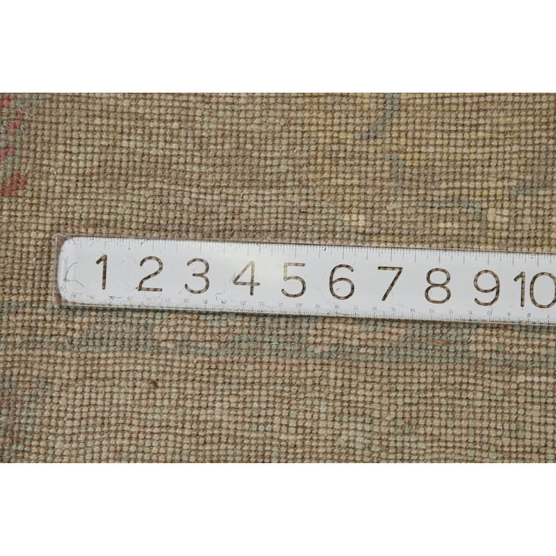 Hand Knotted Oriental 100% Wool Carpet Transitional All-Over Beige & Ivories Oushak Runner Rug - 11' 9'' X 3' 0''