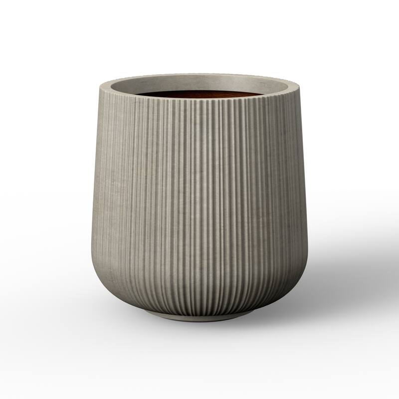 Concrete Round Planter Flower Pot with Drainage Holes - 13 x 13.5 - Stone Gray(Enhanced Interior)