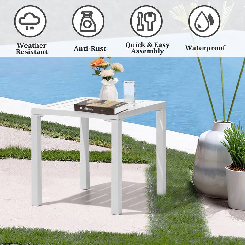 VredHom Outdoor Furniture Patio Chaise Lounge with Side Table - 76.38 " L x 23.62 " W x 13" H - Green with white table