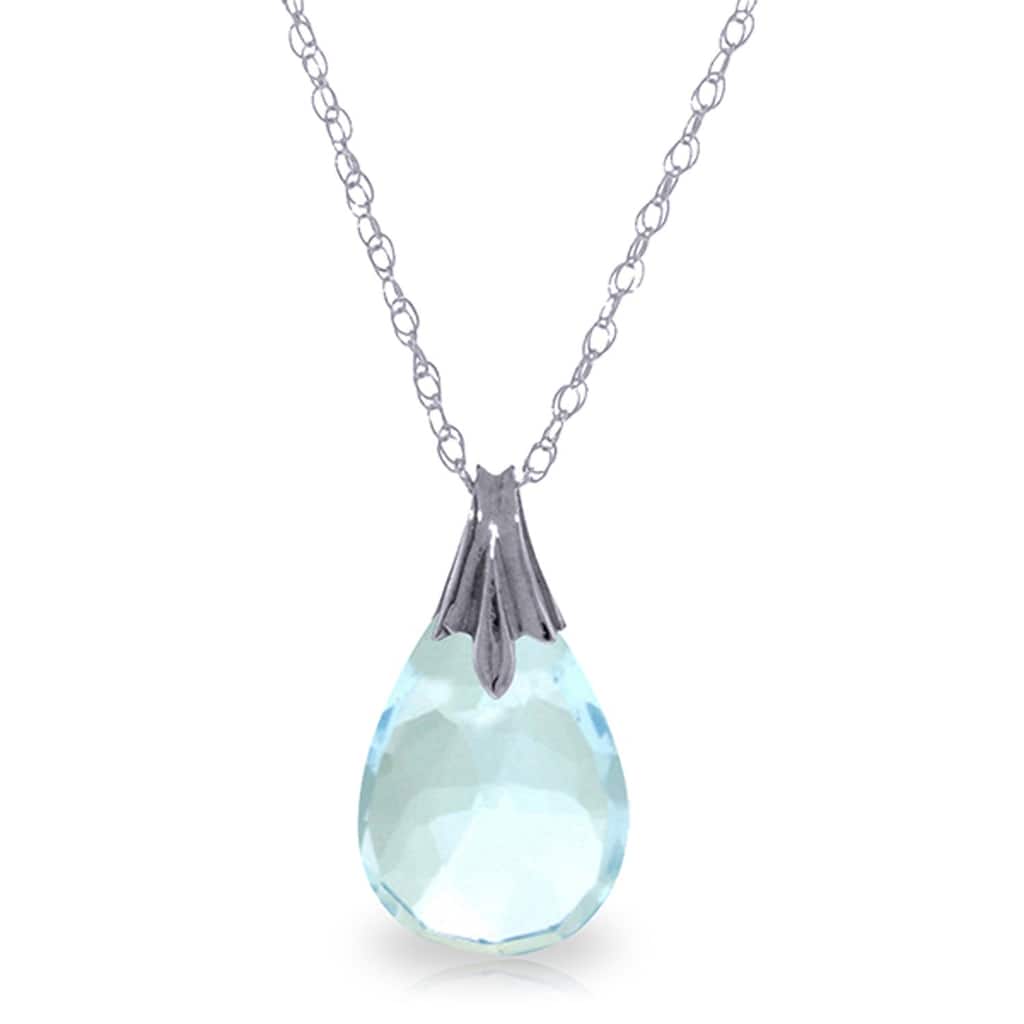 3 Carat 14K Solid Gold Your Voice Blue Topaz Briolette Necklace