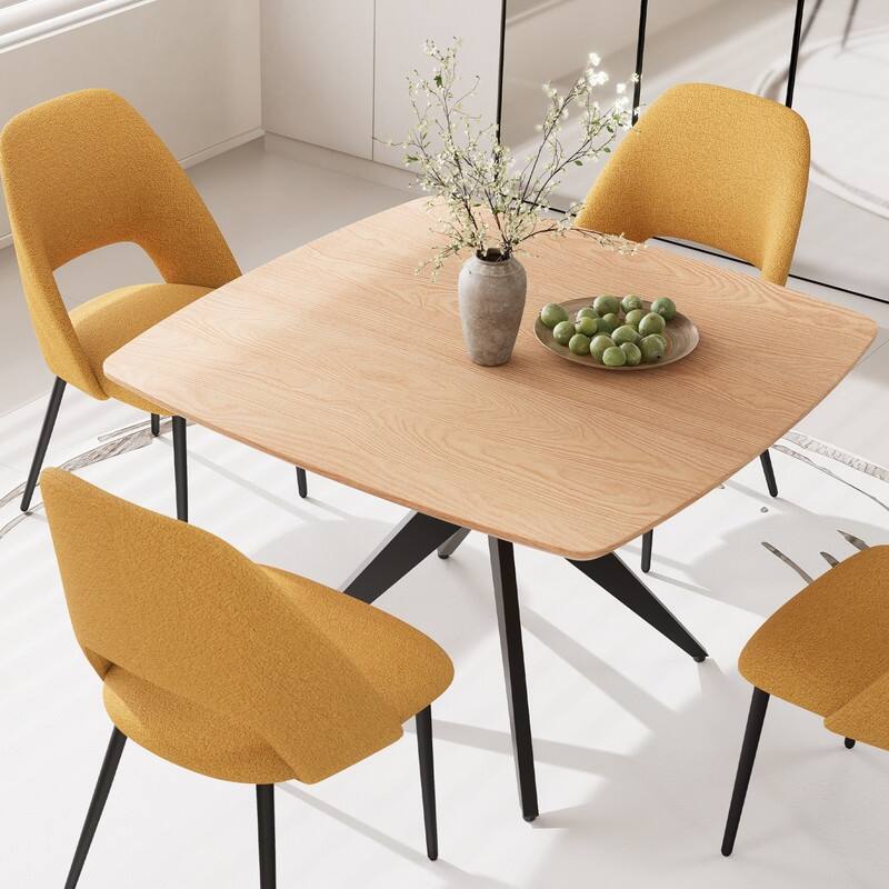 Modern Square Dining Table for 2-4, Small Kitchen Table with Metal Legs