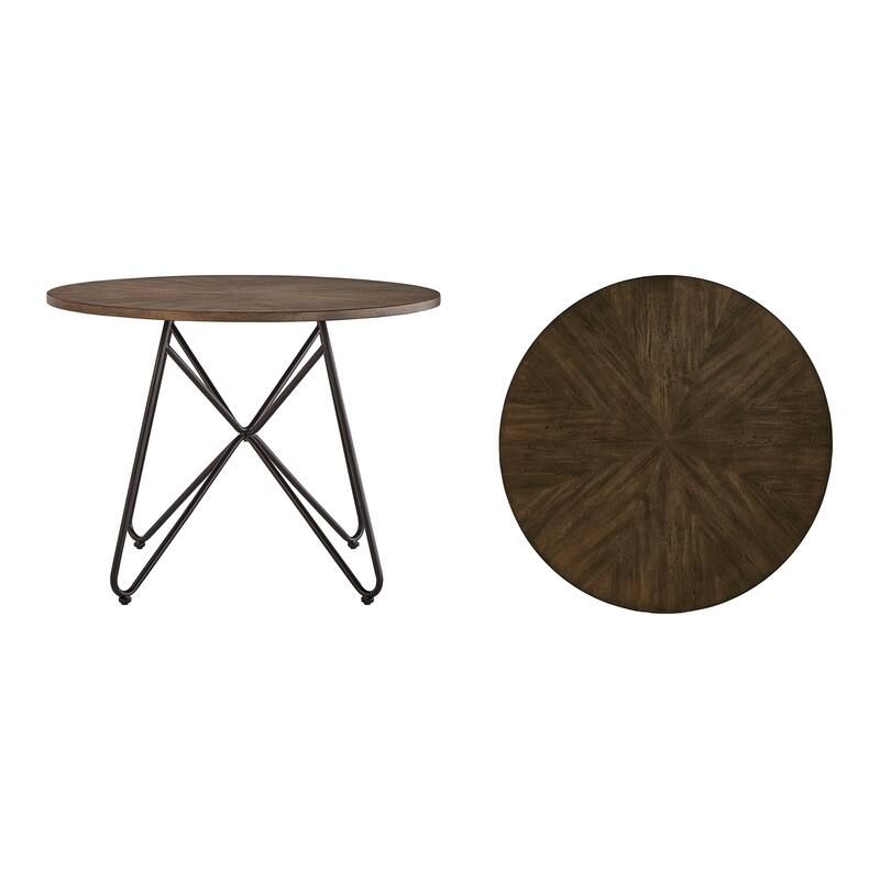 Krumlov Distressed Walnut Finish Round Dining Table