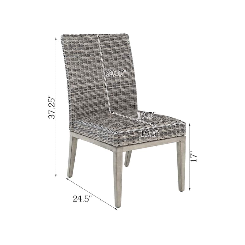 Patio Wicker Dining Chairs, Outdoor Woven Padded Chairs, All- Weather Outside Rattan Furniture