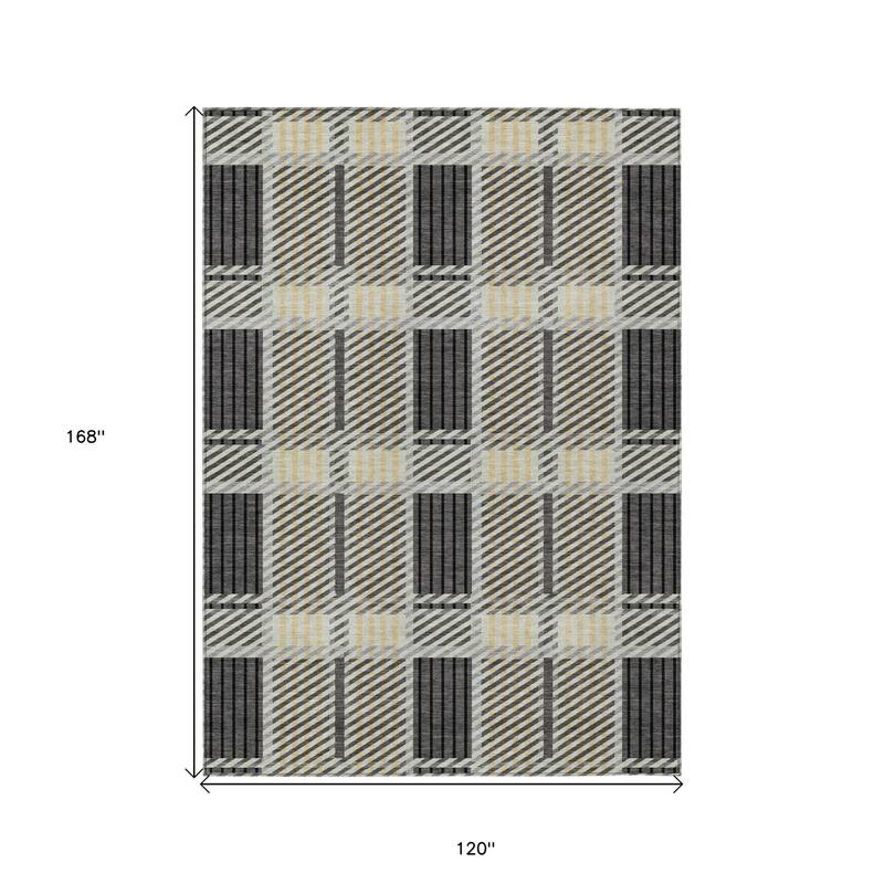 HomeRoots Plaid Transitional Rectangle Outdoor Rug