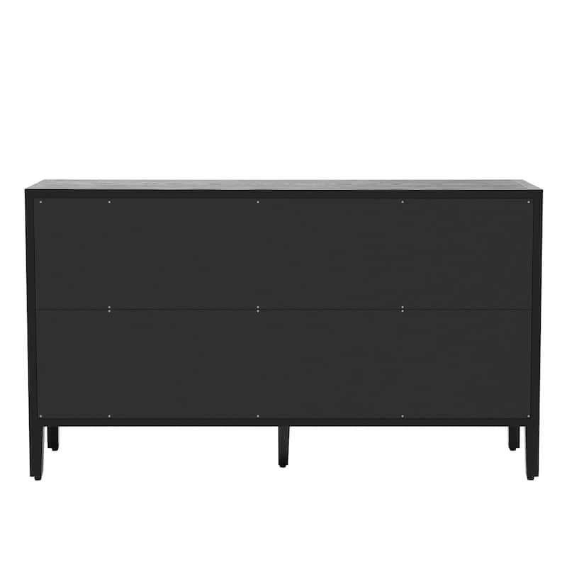 Modern MDF Storage Cabinet with Tempered Glass Doors and Adjustable Shelf for Living Room & Entryway