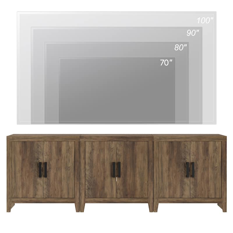 WAMPAT Modern Farmhouse TV Stand Cabinet, Entertainment Center with Adjustable Shelf