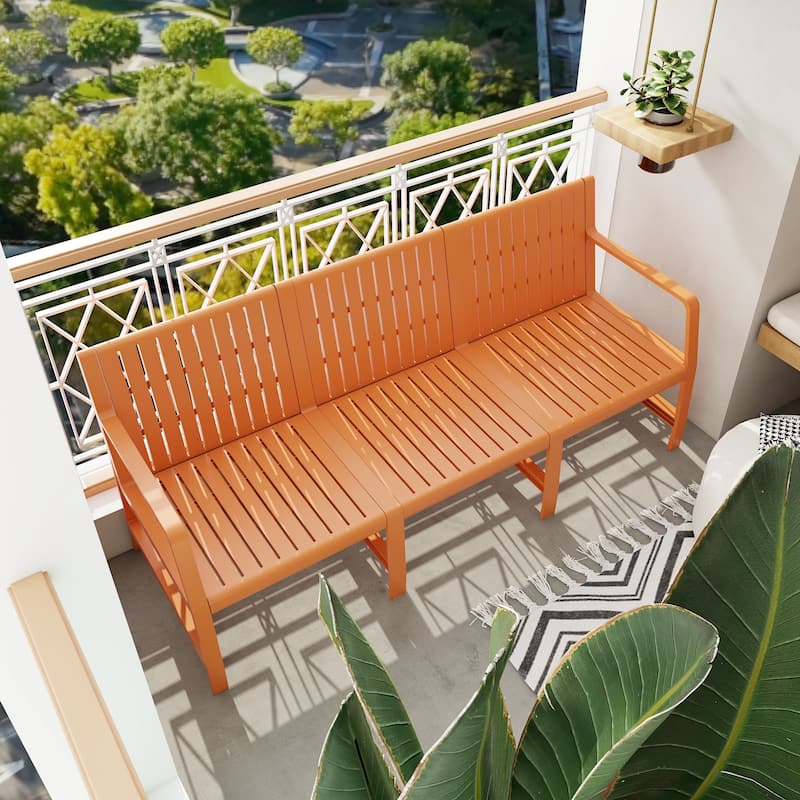 1-Piece Indoor/Outdoor Furniture 3-Seater Sofa Waterproof PP Material - Easy Assembly Patio Conversation Set - Apricot Brown