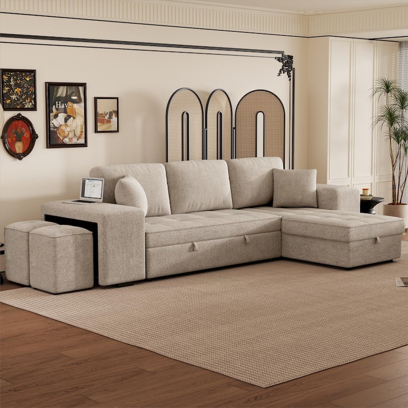 Modern L-Shape 3 Seat Reversible Sectional Couch