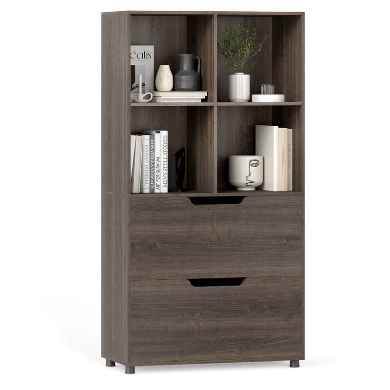 Costway 51” 5-Tier 4-Cube Bookcase with 2 Drawers for Living Room, - See Details