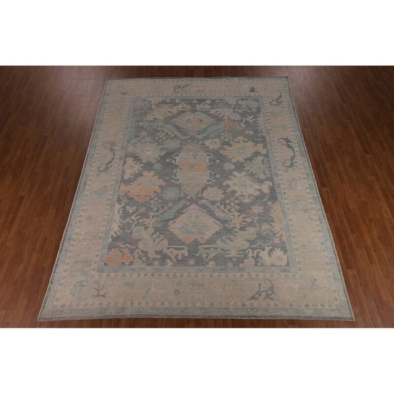 Oushak Turkish Area Rug Handmade Grey Vegetable Dye Wool Carpet - 9'6"x 11'10"