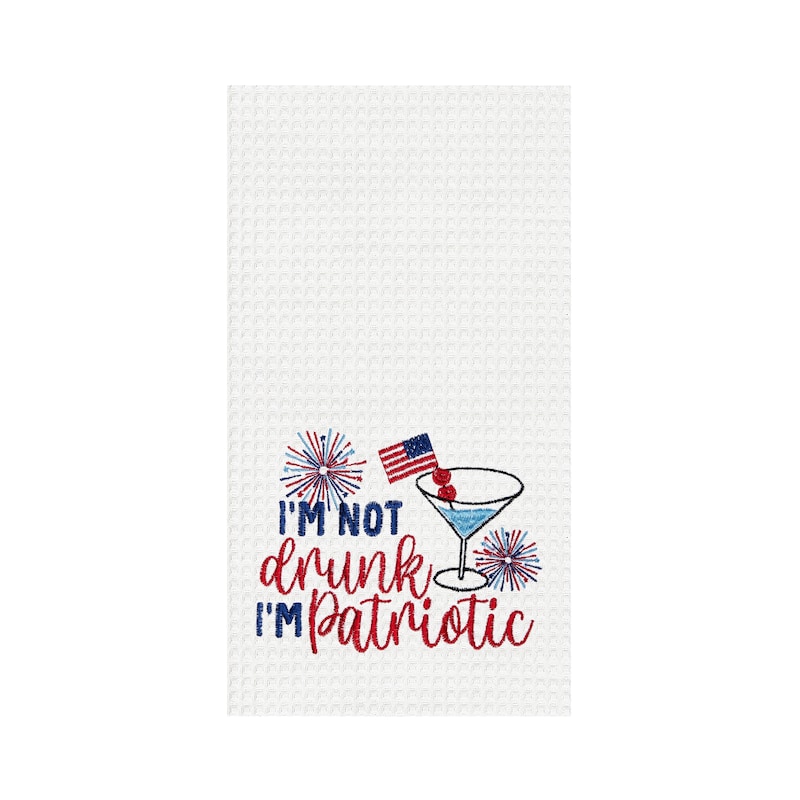 Funny Humorous "I'm Patriotic" Fireworks Waffle Weave Kitchen Dishtowel