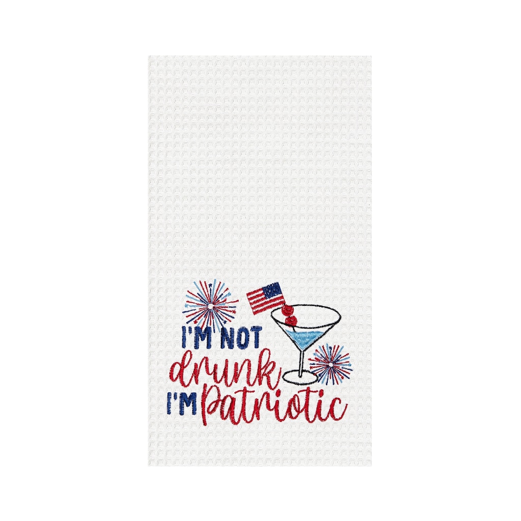 "I'm Patriotic" Fireworks Waffle Weave Funny Kitchen Dishtowel
