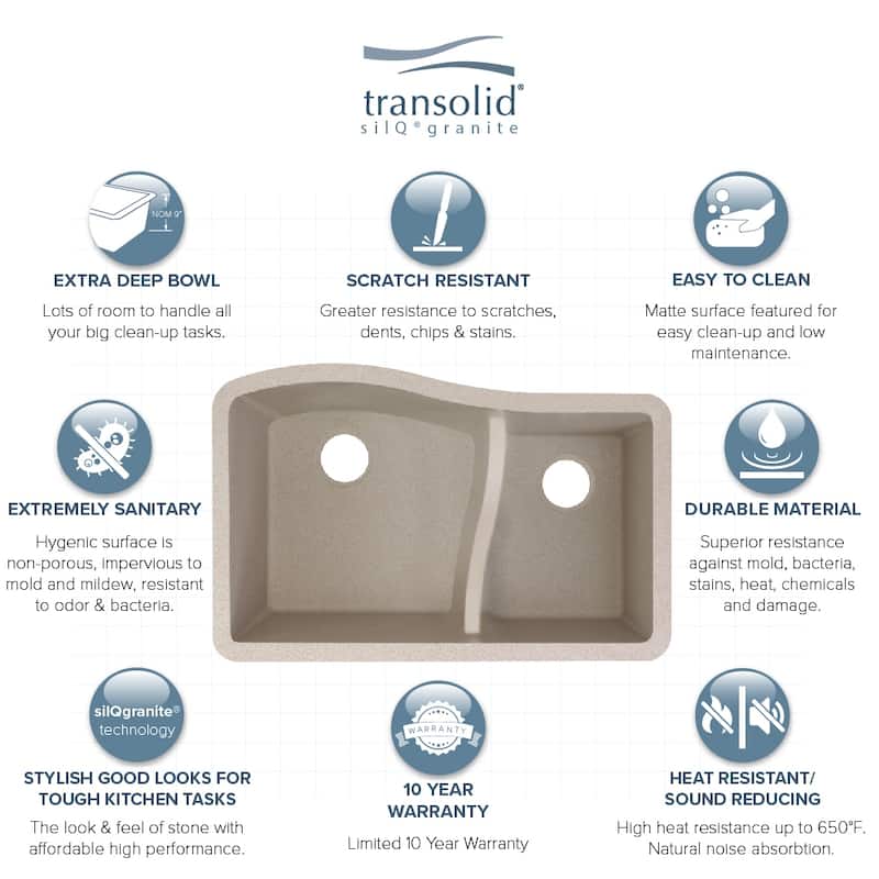 Transolid Aversa SilQ Granite 32-inch Undermount Kitchen Sink