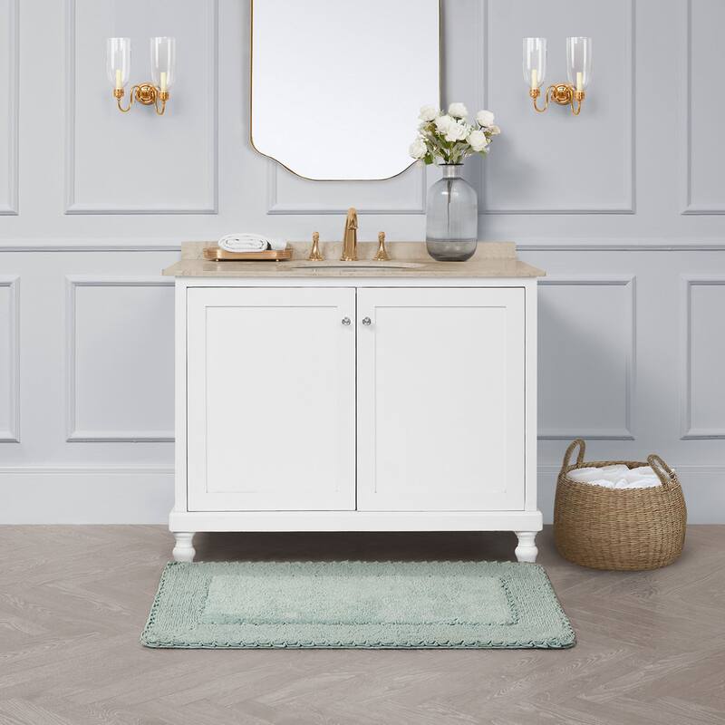 Laura Ashley Ruffle Border Pure Cotton Bath Rugs