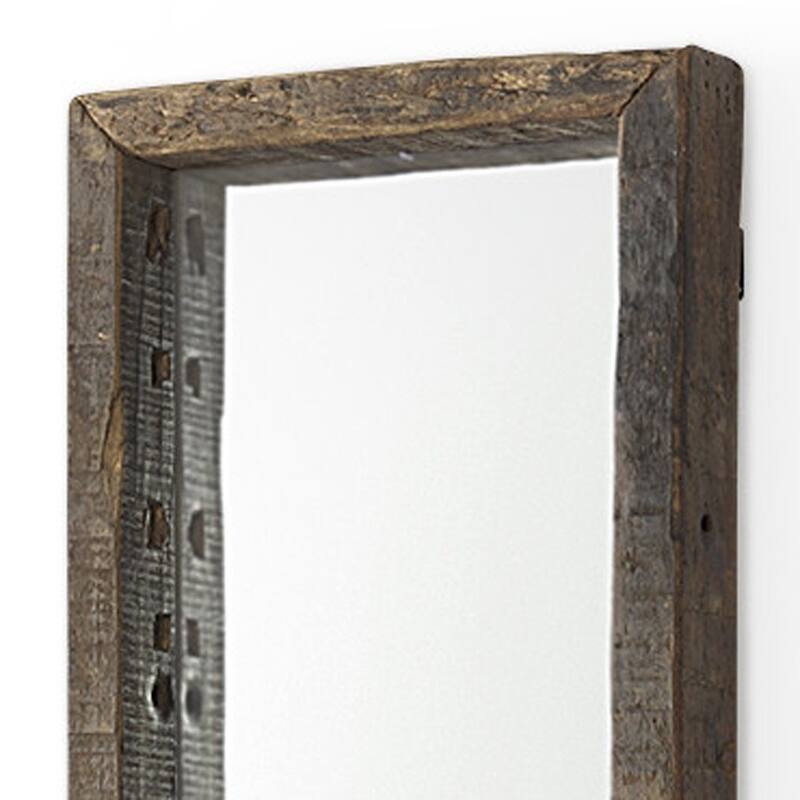 HomeRoots 59" Brown Solid Wood Framed Accent Mirror - 12.00 in. x 59.00 in. x 2.00 in.