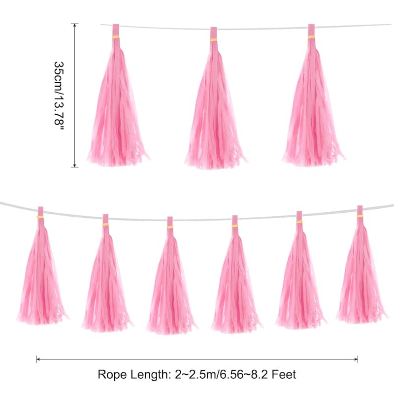 15Pcs Tassel Garland Banner with Rope - Pink