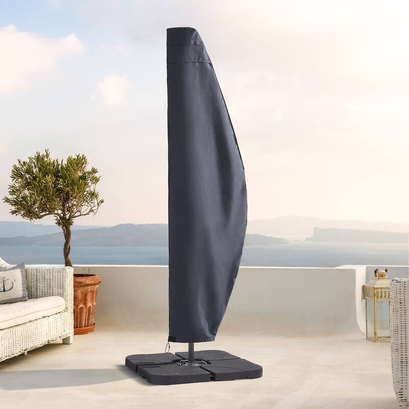 LIVOOSUN Patio Offset Umbrella Covers 600D Waterproof, Fits 8ft-11ft - Gray