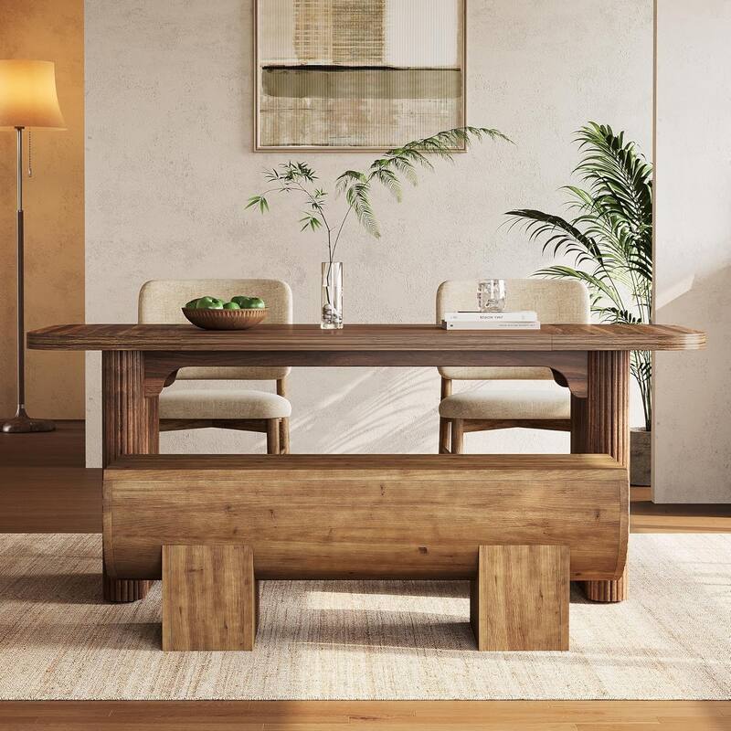 Farmhouse Solid Wood Dining Bench, Entryway Shoe Bench, Kitchen Bench for Dining/Living Room, Hallway