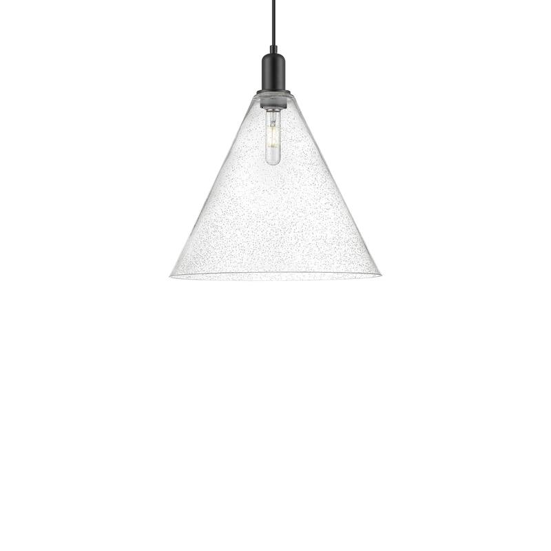 Innovations Lighting 716-1P-18-16 Berkshire Glass Pendant Berkshire - Matte Black / Seedy