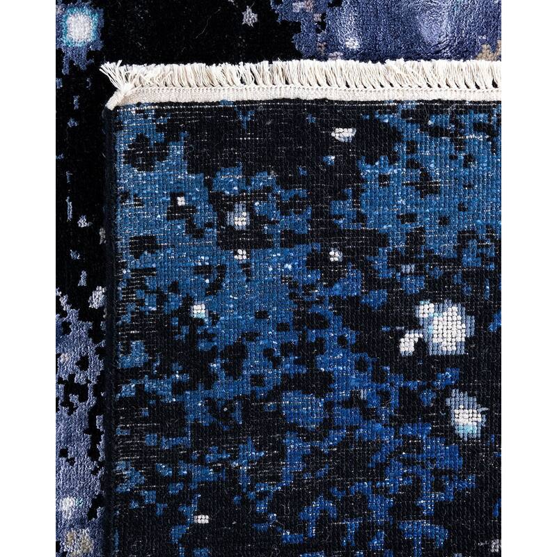 Ikat One-of-a-Kind Hand-Knotted Area Rug - Black, 8' 2" x 10' 0" - 8' 2" x 10' 0"