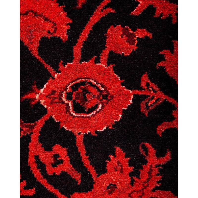 Overton Hand Knotted Wool Vintage Inspired Modern Contemporary Overdyed Orange Area Rug - 6' 4" x 9' 6"
