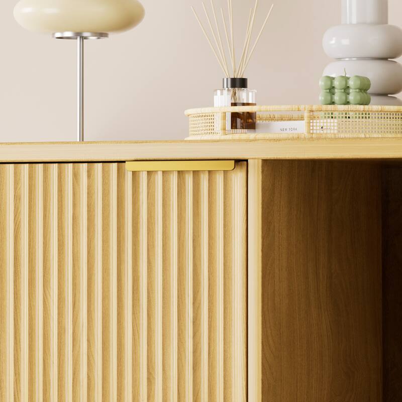 31.5" Walnut Cat Litter Cabinet with Cat Tree, Grooved Concealed Litter Furniture Featuring Dual Cat Doors and Storage Shelves