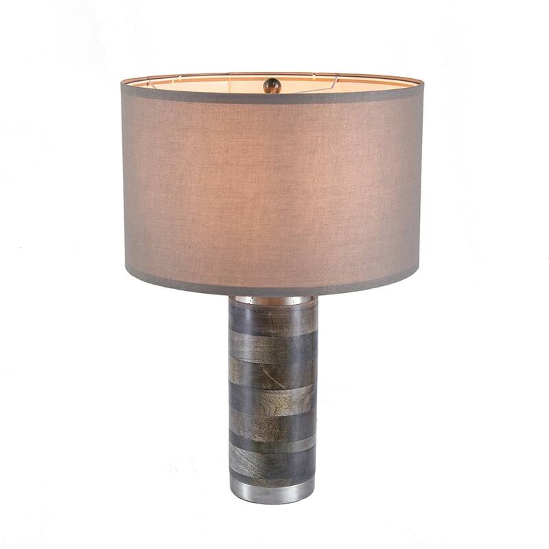 16x16x23.5" Gray and Silver Brushed Table Lamp (Lamp Shade Assembly Required)