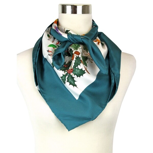 Gucci Women's Floral Scarf Green Large Silk Scarf with Trim. Opens flyout.