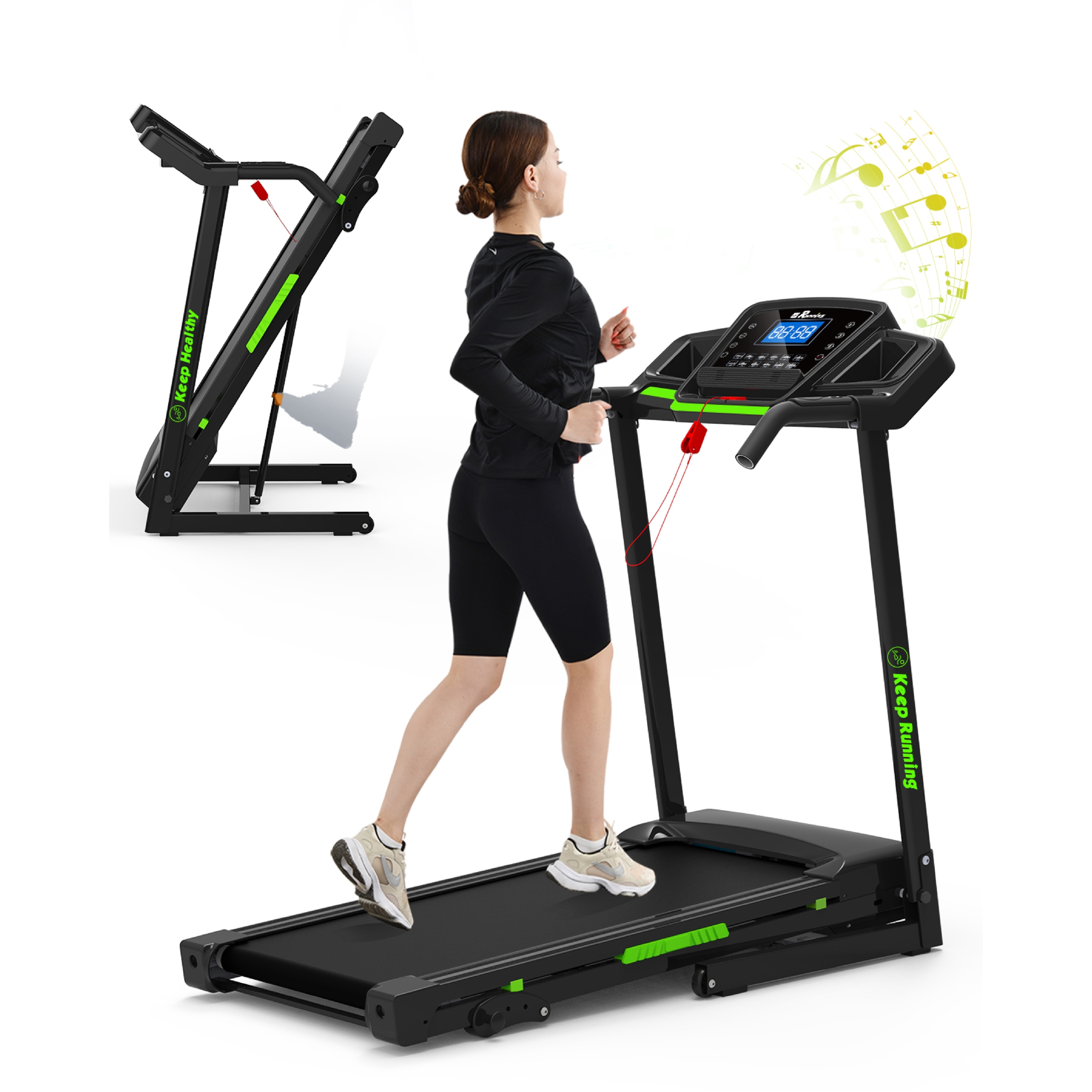  Treadmill,Treadmill for Home,Max 2.5 HP Folding Incline  Treadmills for Exercise with LCD Monitor 3 Levels Manual Incline 12 Preset  Program Max Speed 7.5MPH Fitness Gym Machine Black : Sports & Outdoors